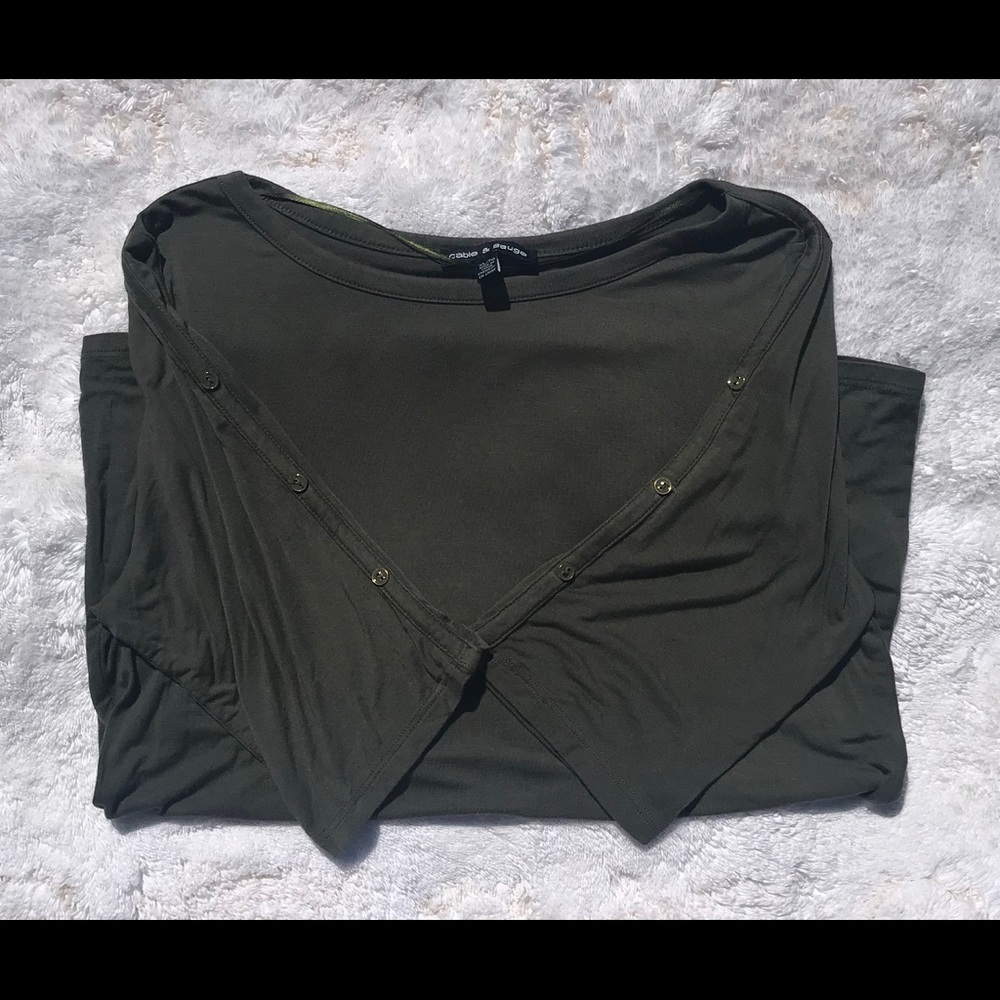Dark olive green cotton shirt by cable and gauge